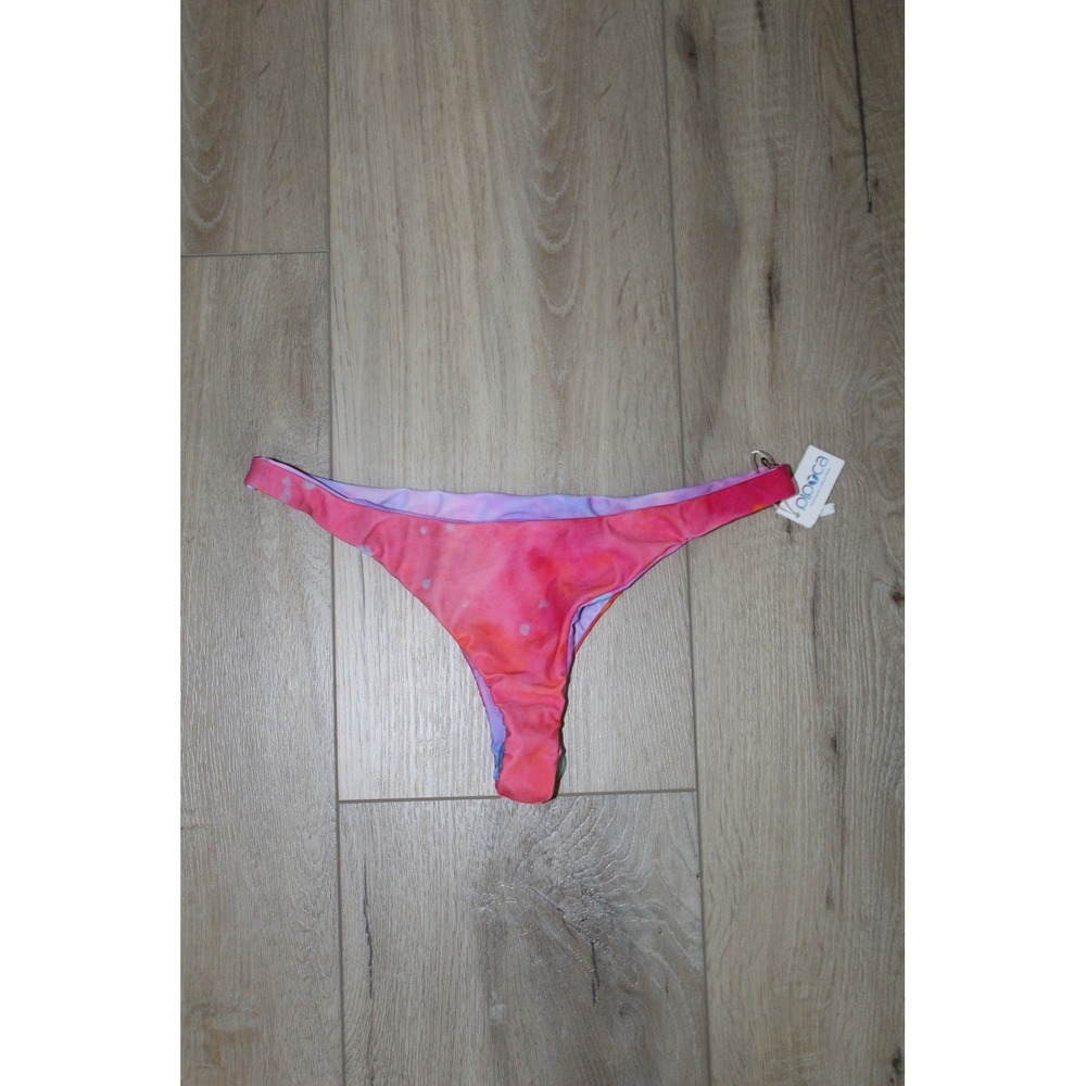 Pipoca Pink Purple Tie Dye Thong Bikini Bottom Medium NWT Made in California